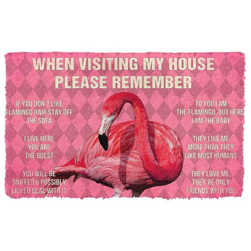 Gearhuman 3D Please Remember Pink Flamingo's House Rules Doormat