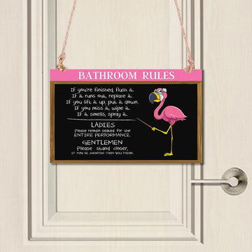 Gearhuman 3D Remember Flamingo Bathroom Rules Door Plate Sign