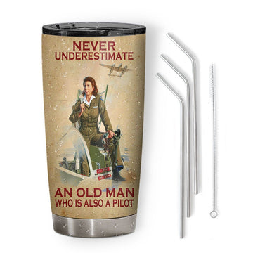 Gearhuman 3D Never Underestimate An Pilot Woman Tumbler