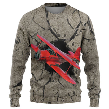 Gearhuman 3D Red Aircraft Flying Through Tshirt Hoodie Apparel