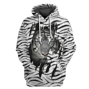 Gearhuman 3D White Tiger Tshirt Hoodie Apparel