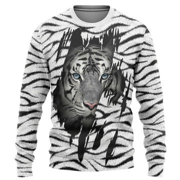 Gearhuman 3D White Tiger Tshirt Hoodie Apparel