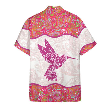 Gearhuman 3D Pink Paisley Hummingbird Hawaii Shirt