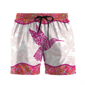 Gearhuman 3D Pink Paisley Hummingbird Shorts