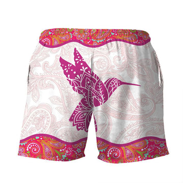 Gearhuman 3D Pink Paisley Hummingbird Shorts