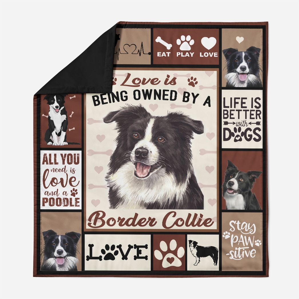 Gearhuman 3D Love Is Being Owned By A Border Collie Quilt