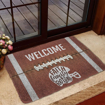 Gearhuman 3D Welcome Faith Family Football Doormat