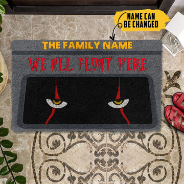 gearhuman 3D We All Float Here Halloween Custom Name Doormat