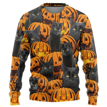 Gearhuman 3D Black Cat And Pumpkin Tshirt Hoodie Apparel