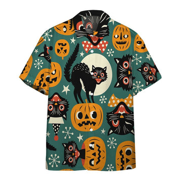 Gearhumans 3D Halloween Black Cats Custom Hawaiian Shirt