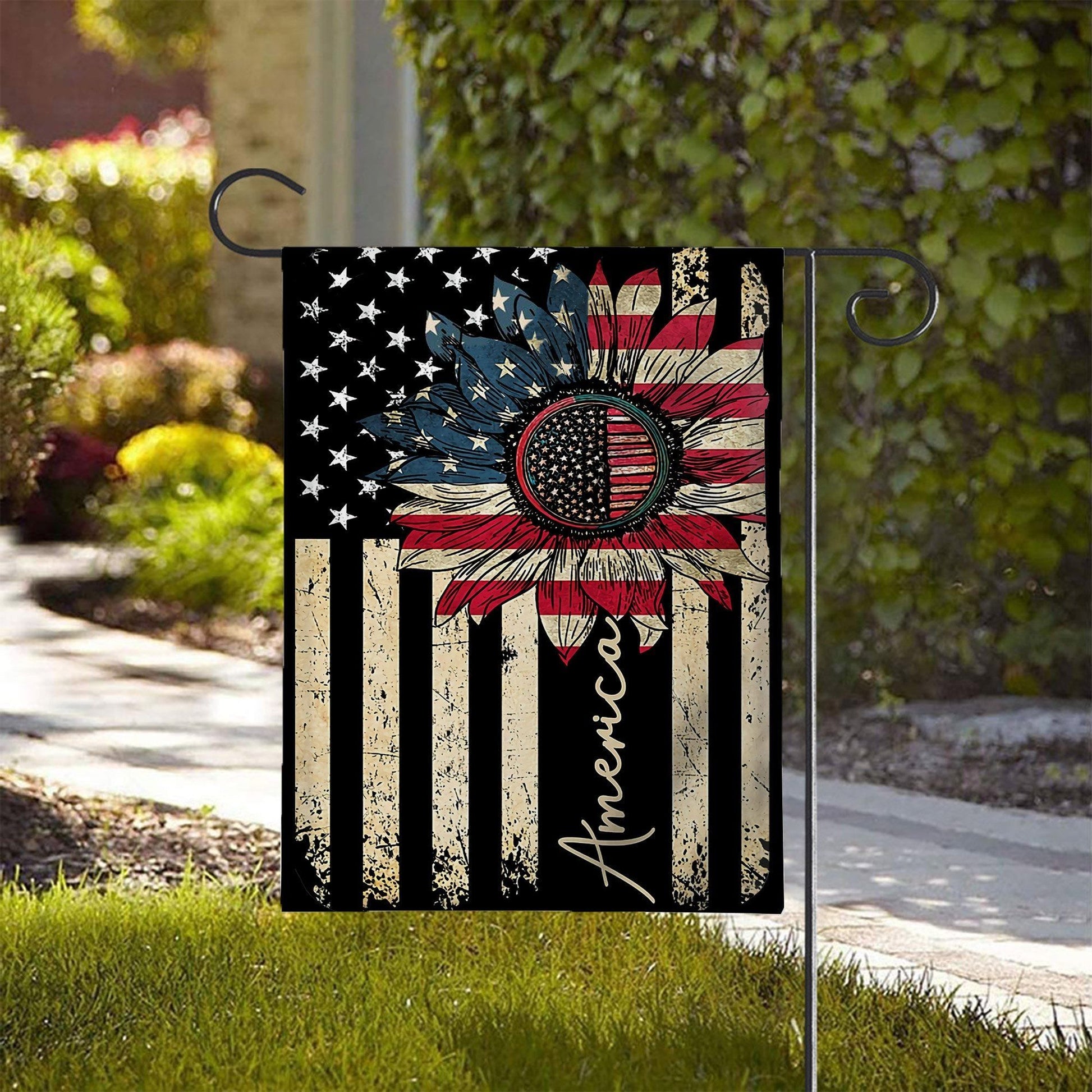 Gearhumans 3D America Sunflower Independence Day Custom Flag GW2806214 House Flag