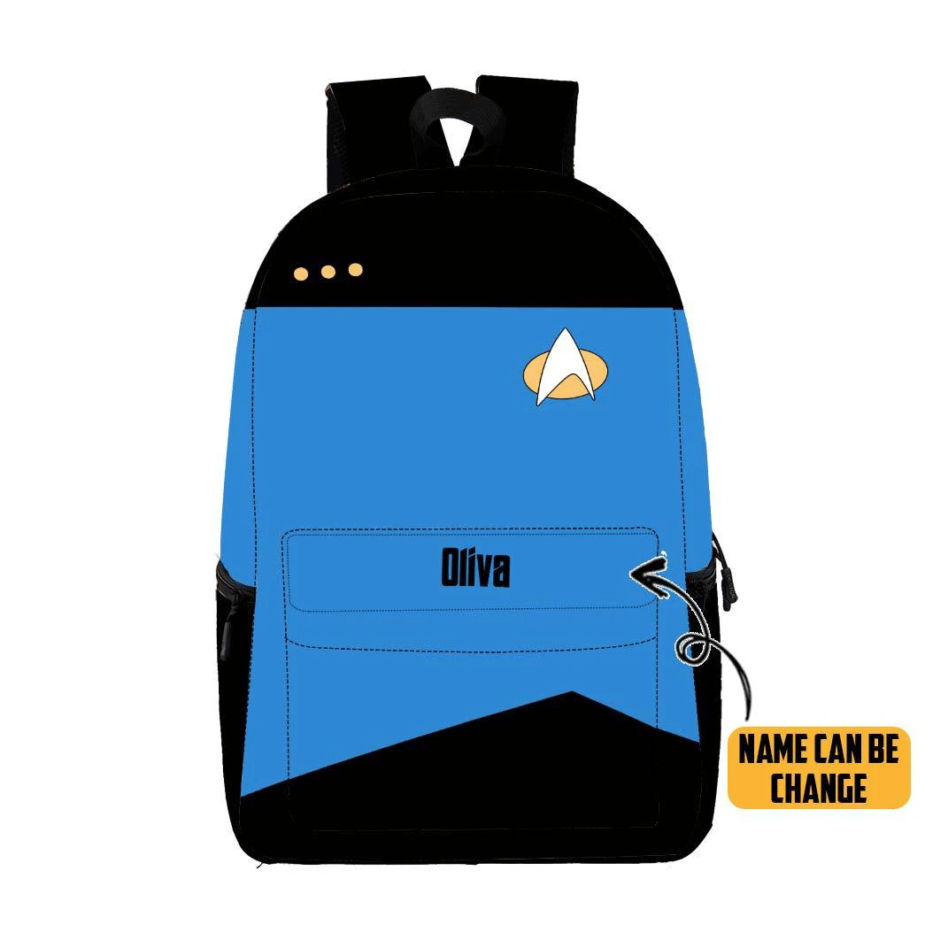 Gearhumans 3D S.T The Next Generation 1987 1994 Blue Custom Name Backpack