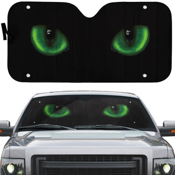 Gearhumans 3D Green Dangerous Wild Black Cat Eyes In The Dark Custom Sunshade