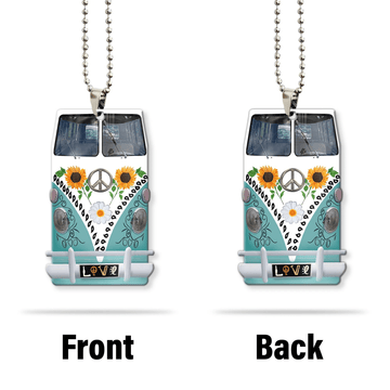 Gearhumans 3D Sunflower Hippie Van Custom Car Hanging