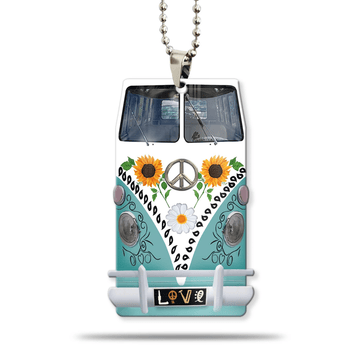 Gearhumans 3D Sunflower Hippie Van Custom Car Hanging