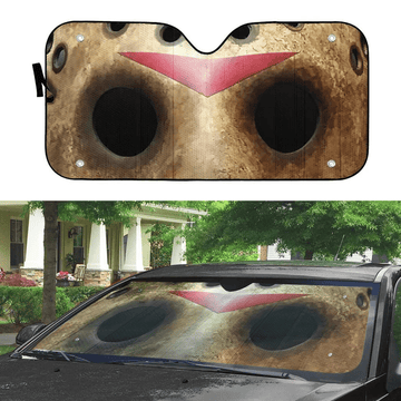 Gearhumans 3D Halloween Jason Voorhees Mask Custom Car Auto Sunshade