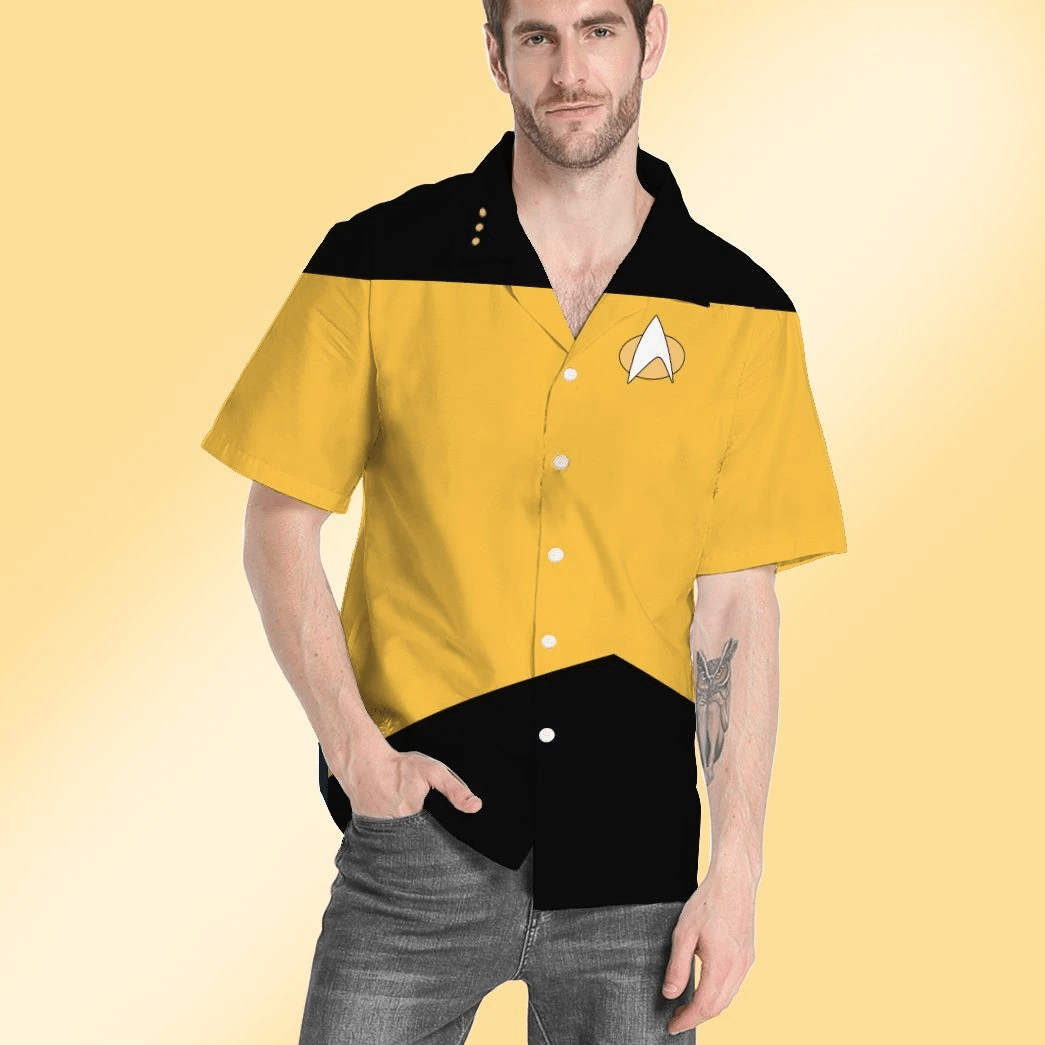 Gearhumans 3D Star Trek The Next Generation Yellow Uniform Custom Hawaii Shirt GO19052112 Hawai Shirt