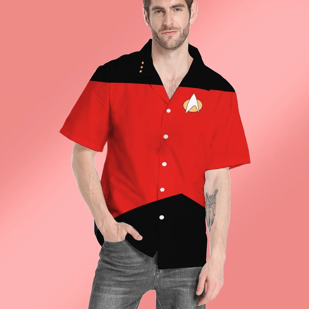 Gearhumans 3D Star Trek The Next Generation Red Uniform Custom Hawaii Shirt GO19052110 Hawai Shirt