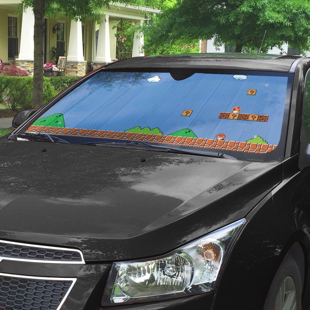 Gearhumans 3D Super Mario Background Custom Auto Car Sunshade GO05052122 Auto Sunshade