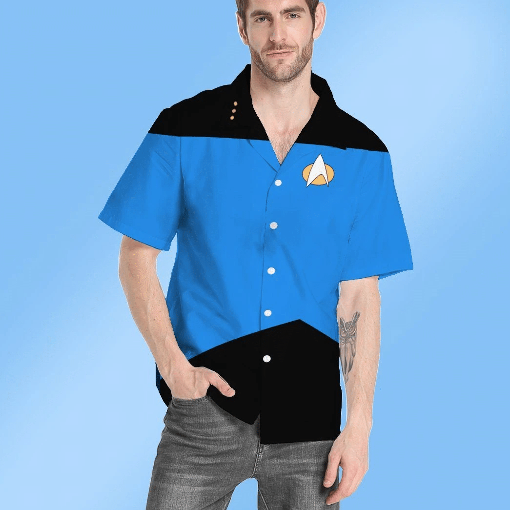 Gearhumans 3D Star Trek The Next Generation Blue Uniform Custom Hawaii Shirt GO19052111 Hawai Shirt