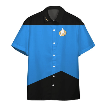 Gearhumans 3D Star Trek The Next Generation Blue Uniform Custom Hawaii Shirt GO19052111 Hawai Shirt Short Sleeve Shirt S