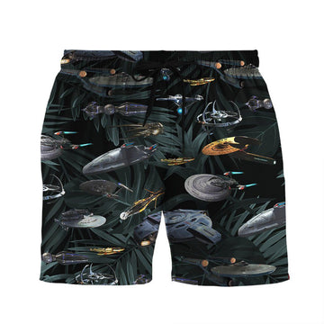 Gearhumans 3D Star Trek Space Ships Custom Beach Shorts GW18052113 Men Shorts Men Shorts S