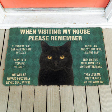 Gearhumans GearHuman 3D Please Remember Black Cat House Rules Doormat