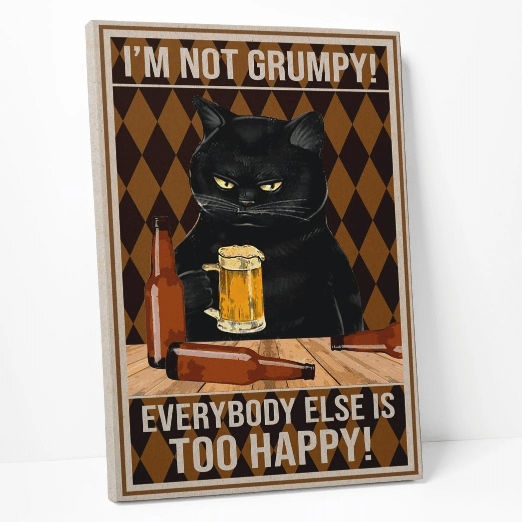 Gearhuman 3D Black Cat Grumpy Custom Canvas GB150113 Canvas