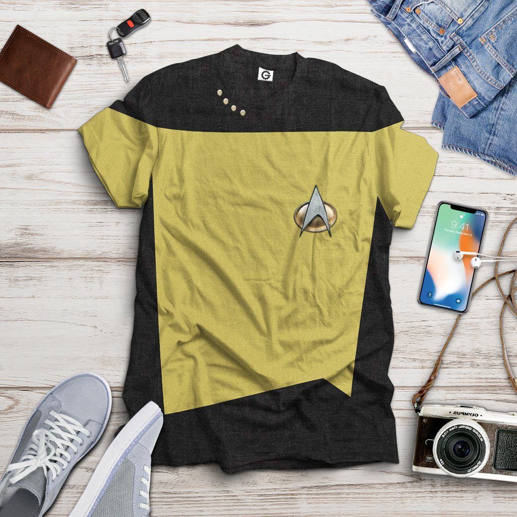 Gearhuman 3D Star Trek The Next Generation 1987 1994 Yellow Custom Tshirt Hoodie Apparel SV11012 3D Apparel