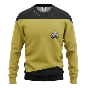 Gearhuman 3D Star Trek The Next Generation 1987 1994 Yellow Custom Tshirt Hoodie Apparel SV11012 3D Apparel Long Sleeve S
