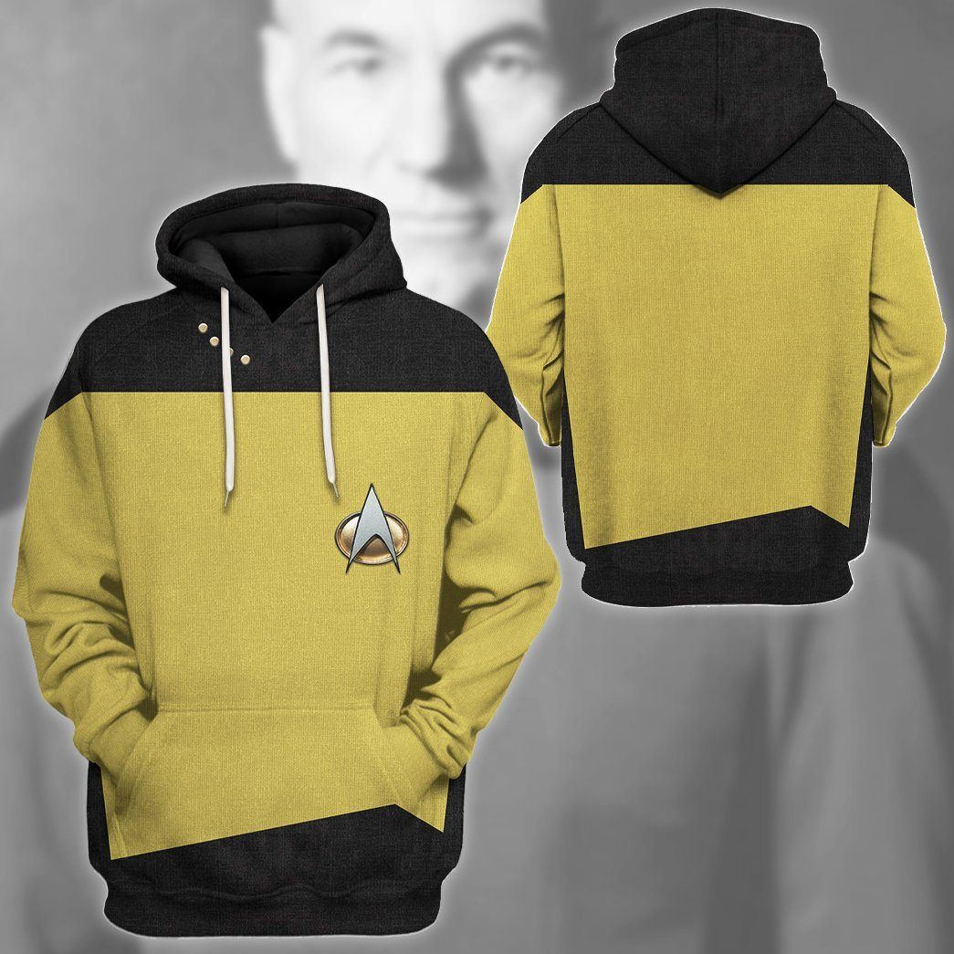 Gearhuman 3D Star Trek The Next Generation 1987 1994 Yellow Custom Tshirt Hoodie Apparel SV11012 3D Apparel