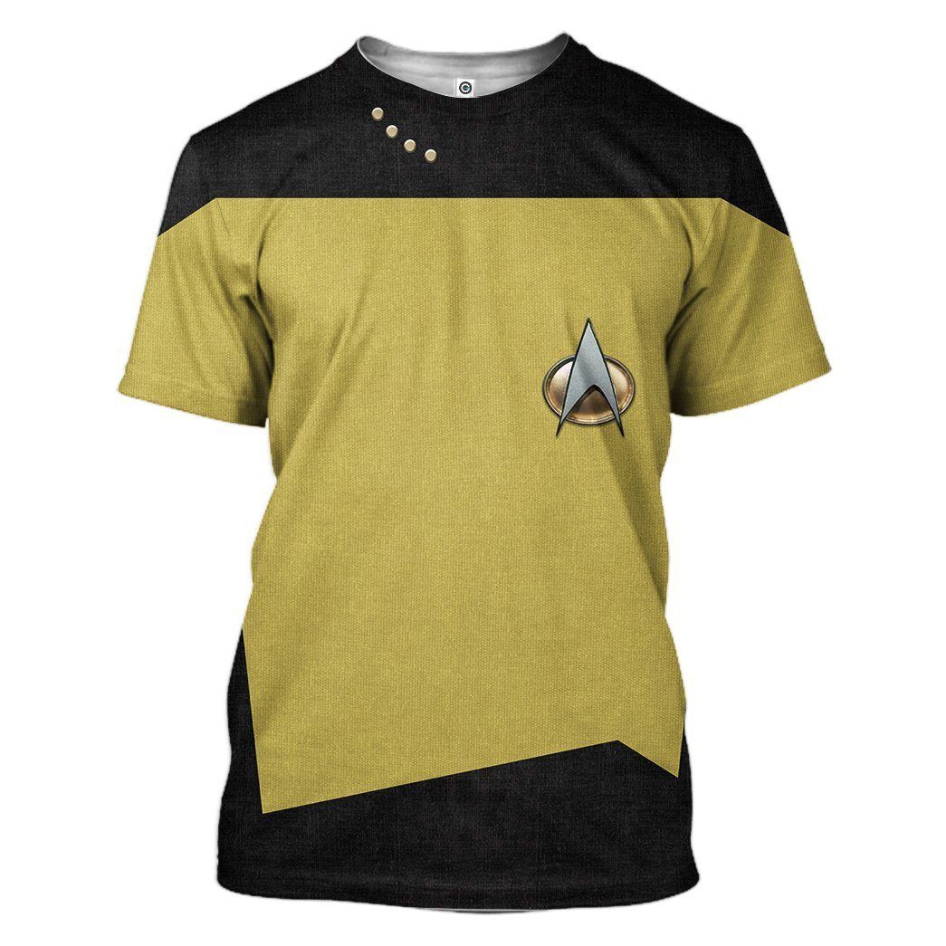 Gearhuman 3D Star Trek The Next Generation 1987 1994 Yellow Custom Tshirt Hoodie Apparel SV11012 3D Apparel T-Shirt S