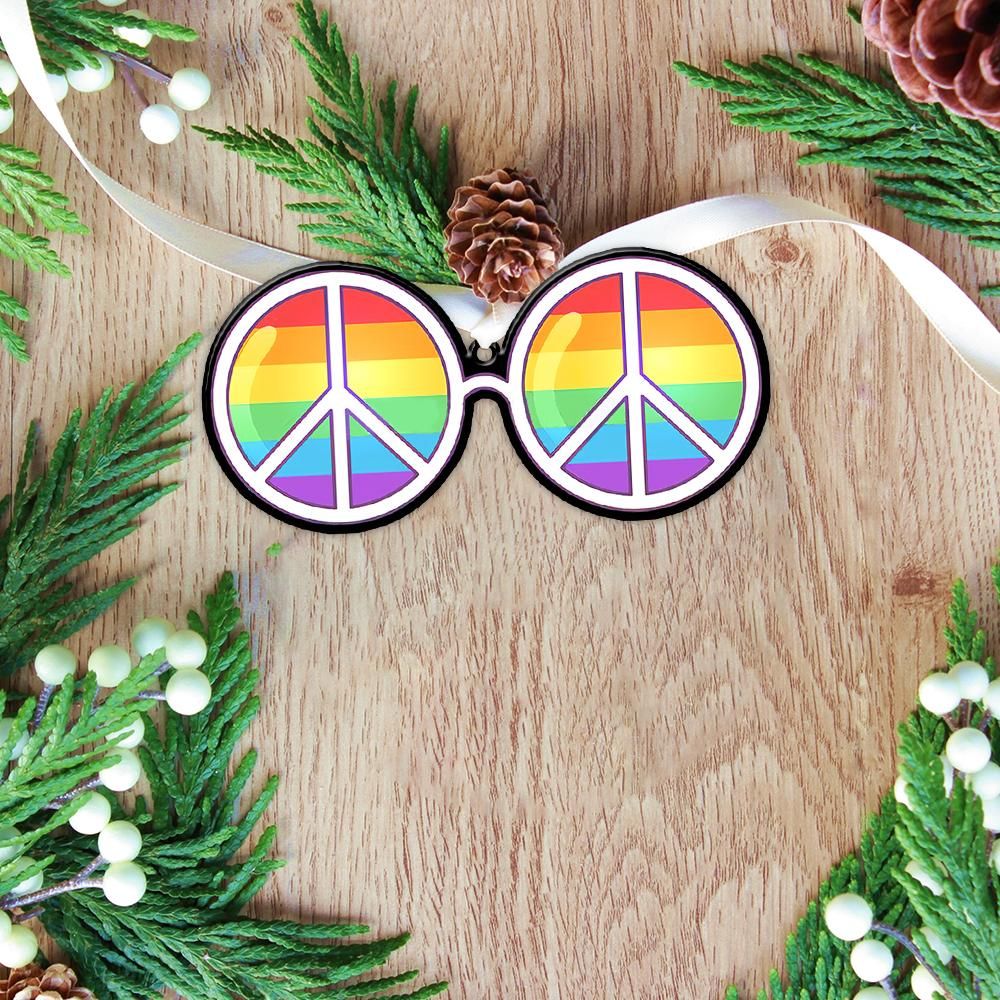 Gearhuman 3D Sunglasses Peace Hippie Christmas Ornament GV26103 Ornament Acrylic 1Pc