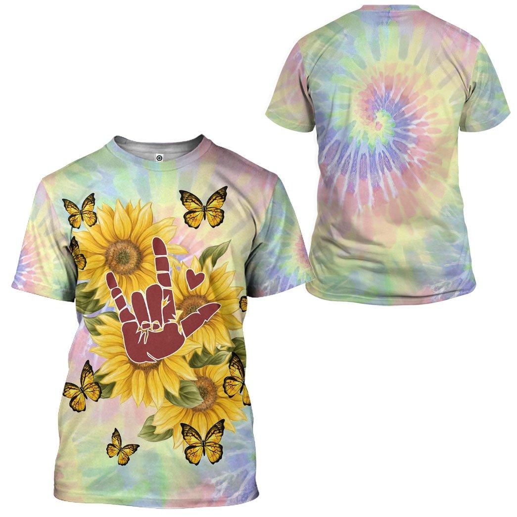 Gearhuman 3D Tie Dye And Sunflower Custom Tshirt Apparel CGC15101 3D T-shirt