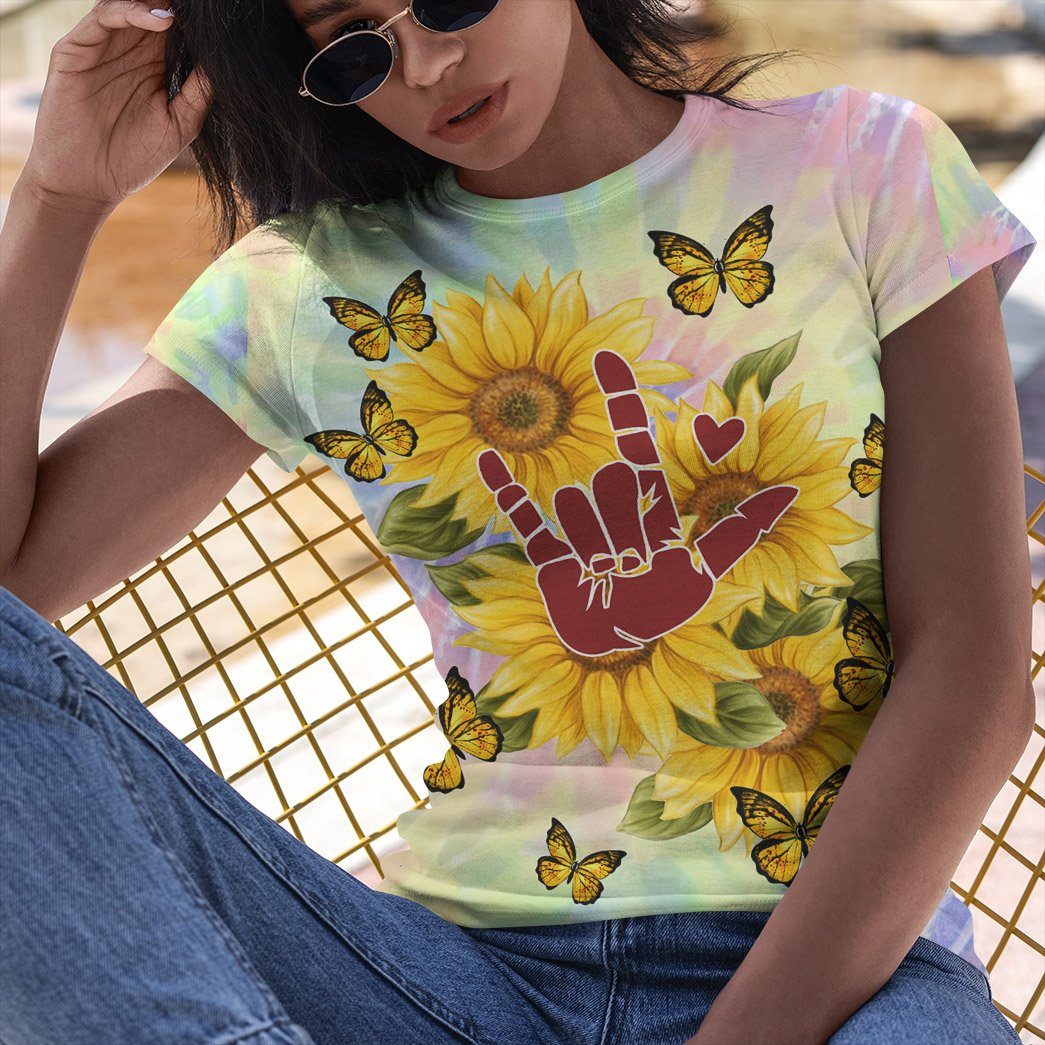 Gearhuman 3D Tie Dye And Sunflower Custom Tshirt Apparel CGC15101 3D T-shirt