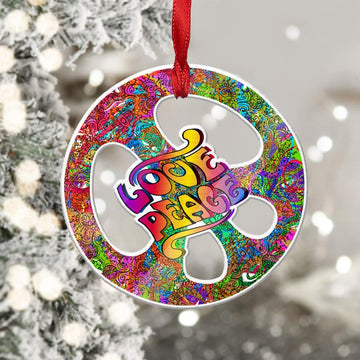 Gearhumans 3D Hippie Love Peace Sign Christmas Ornament