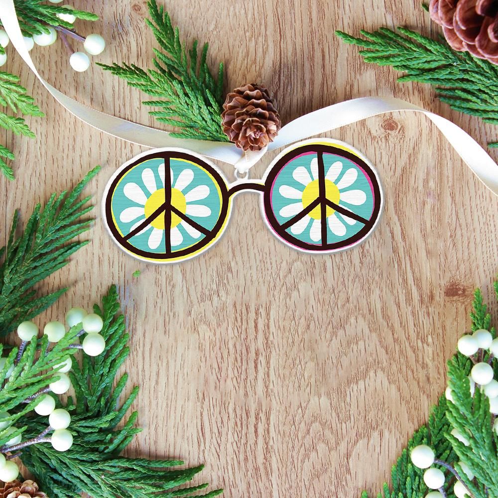 Gearhuman 3D Xmas Hippie Sunglasses Christmas Ornament GV261016 Ornament Acrylic 1Pc