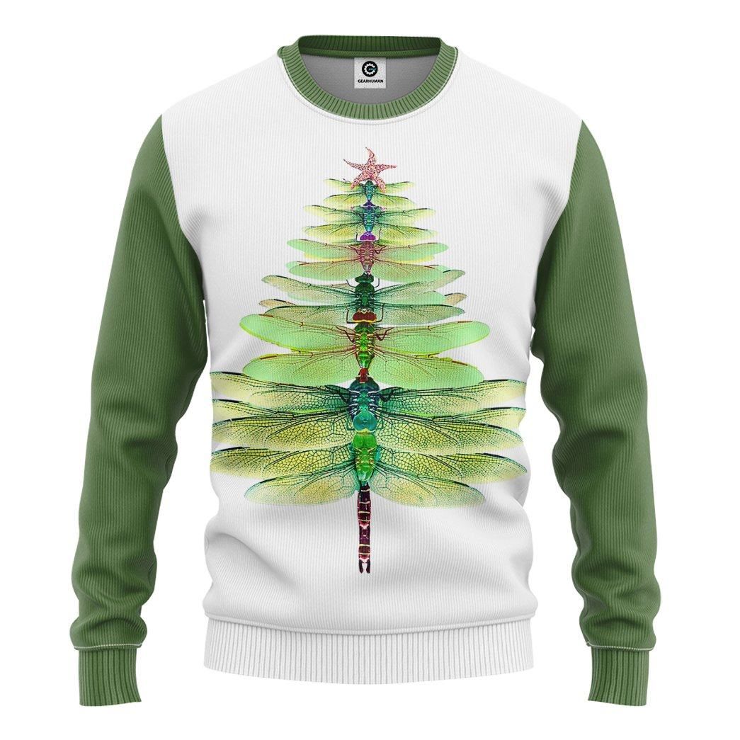 Gearhuman 3D Dragonfly Christmas Tree Custom Tshirt Hoodie Apparel GVC091121 3D Apparel Long Sleeve S