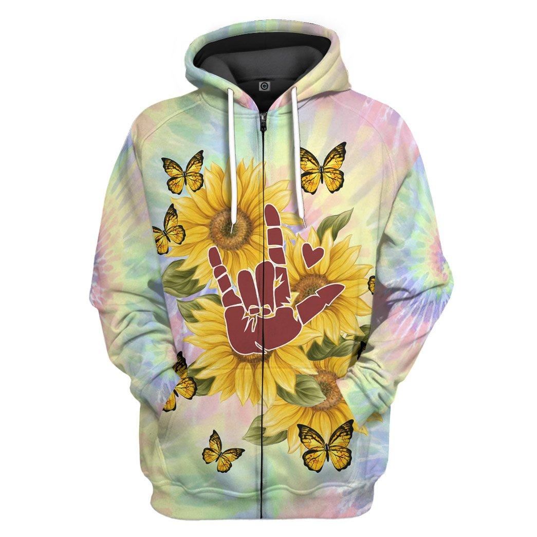 Gearhuman 3D Tie Dye And Sunflower Custom Hoodie Apparel CGC15101 3D Apparel Zip Hoodie S