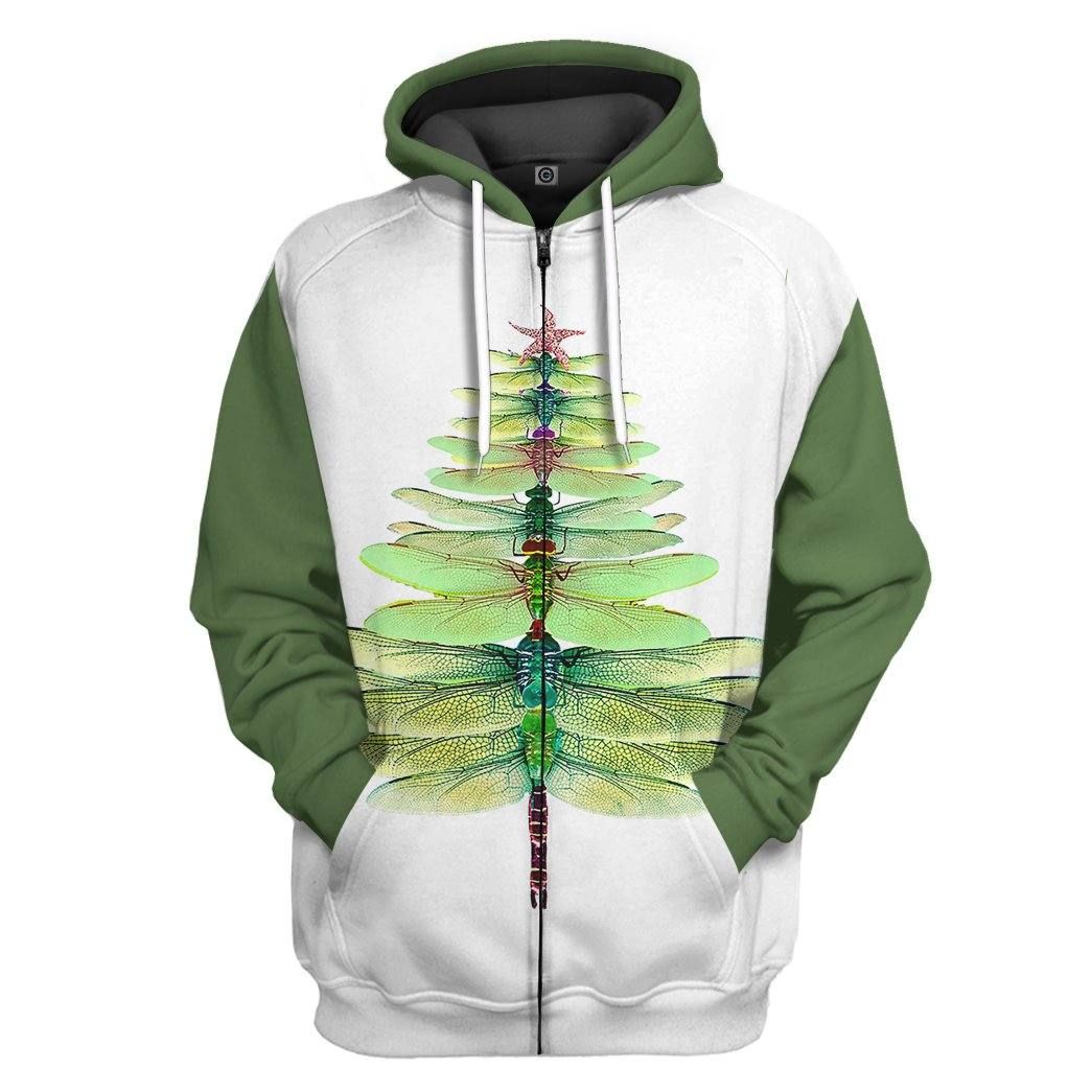 Gearhuman 3D Dragonfly Christmas Tree Custom Tshirt Hoodie Apparel GVC091121 3D Apparel Zip Hoodie S