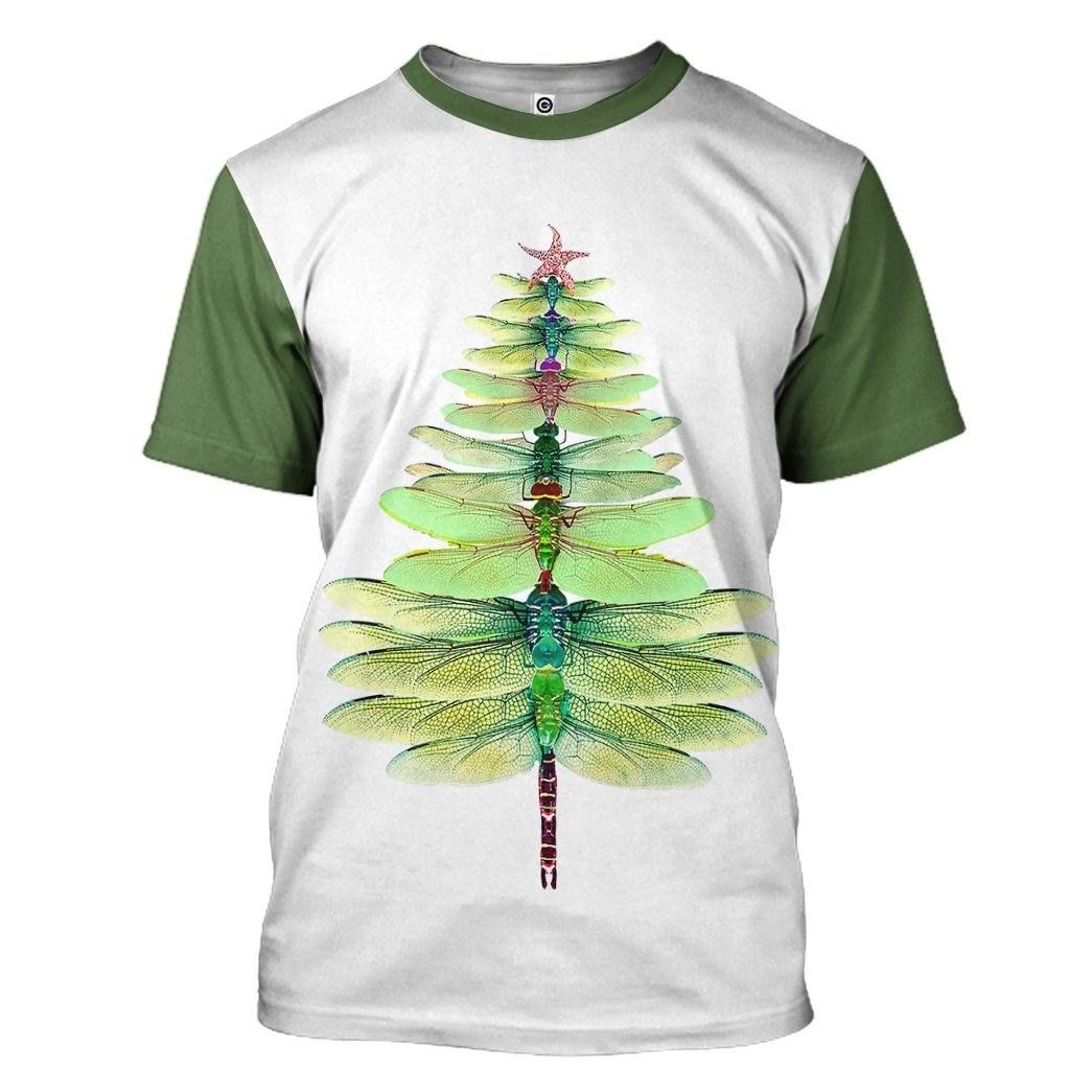 Gearhuman 3D Dragonfly Christmas Tree Custom Tshirt Hoodie Apparel GVC091121 3D Apparel T-Shirt S