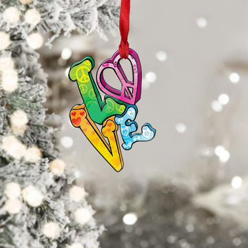 Gearhumans 3D Hippie Love Sign Christmas Ornament