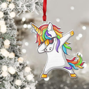 Gearhumans 3D Dabbing Unicorn Christmas Ornament