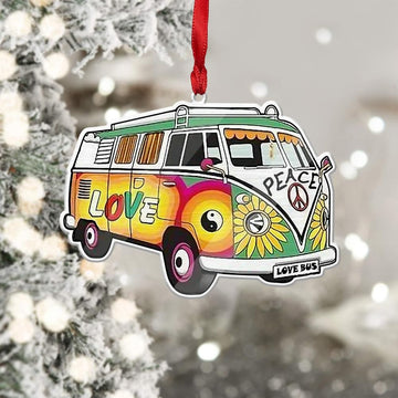 Gearhumans 3D Travel Hippie Van Christmas Ornament
