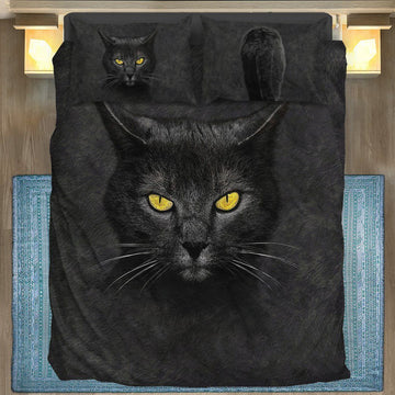 Gearhumans 3D Black Cat Custom Bedding Set