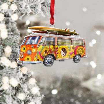 Gearhumans 3D Traveling Hippie Van Christmas Ornament