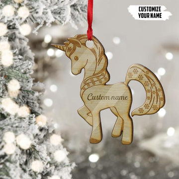 Gearhumans 3D Unicorn Custom Name Christmas Ornament