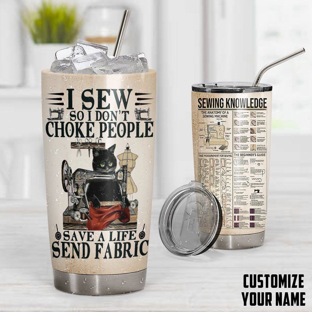 Gearhuman 3D Sewing Knowlegde Black Cat Custom Tumbler GB22018 Tumbler