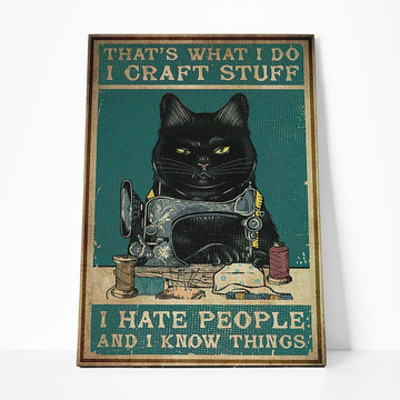 Gearhuman 3D I Hate People Black Cat Canvas GB08039 Canvas 1 Piece Non Frame M