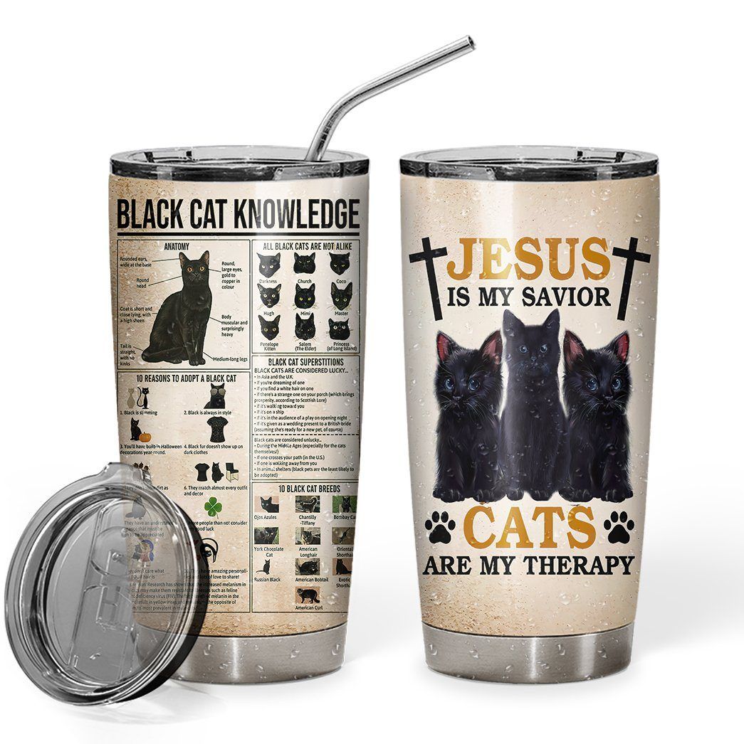 Gearhuman 3D Black Cats Are My Therapy Tumbler GB02031 Tumbler